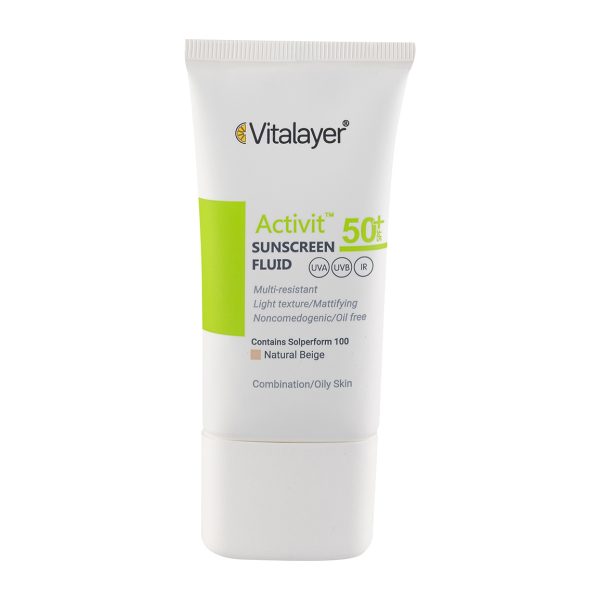 فلوئید ضد آفتاب رنگی ویتالیر مدل اکتیویت نچرال بژ