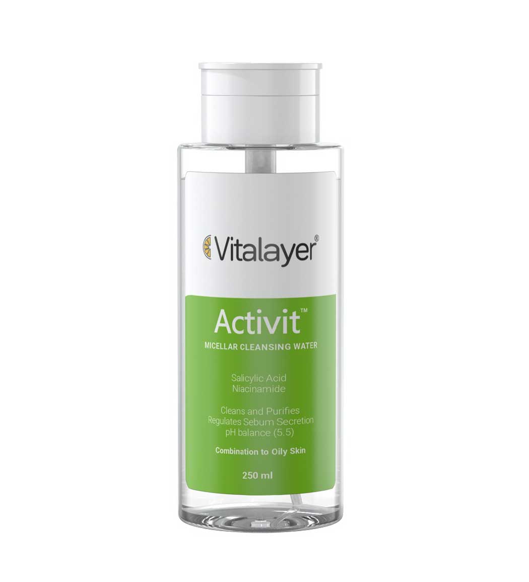 vitalayer-activit-micellar-cleansing-water-250-ml-khanoumi-2023724161159191 میسلار واتر ویتالیر مدل Activit مناسب پوست چرب - تصویر 1